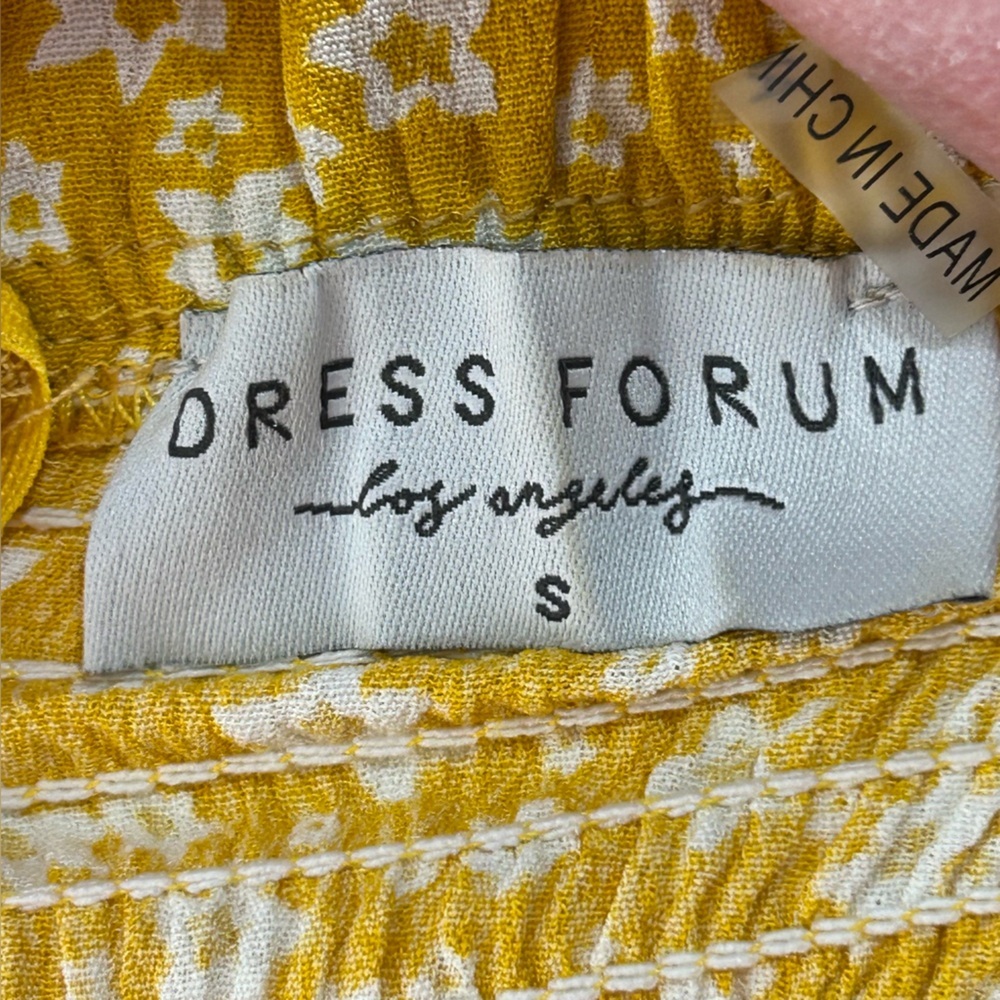 Dress Forum Golden Floral Ruffled Seersucker Zip Mini Sundress Size S - Picture 7 of 12